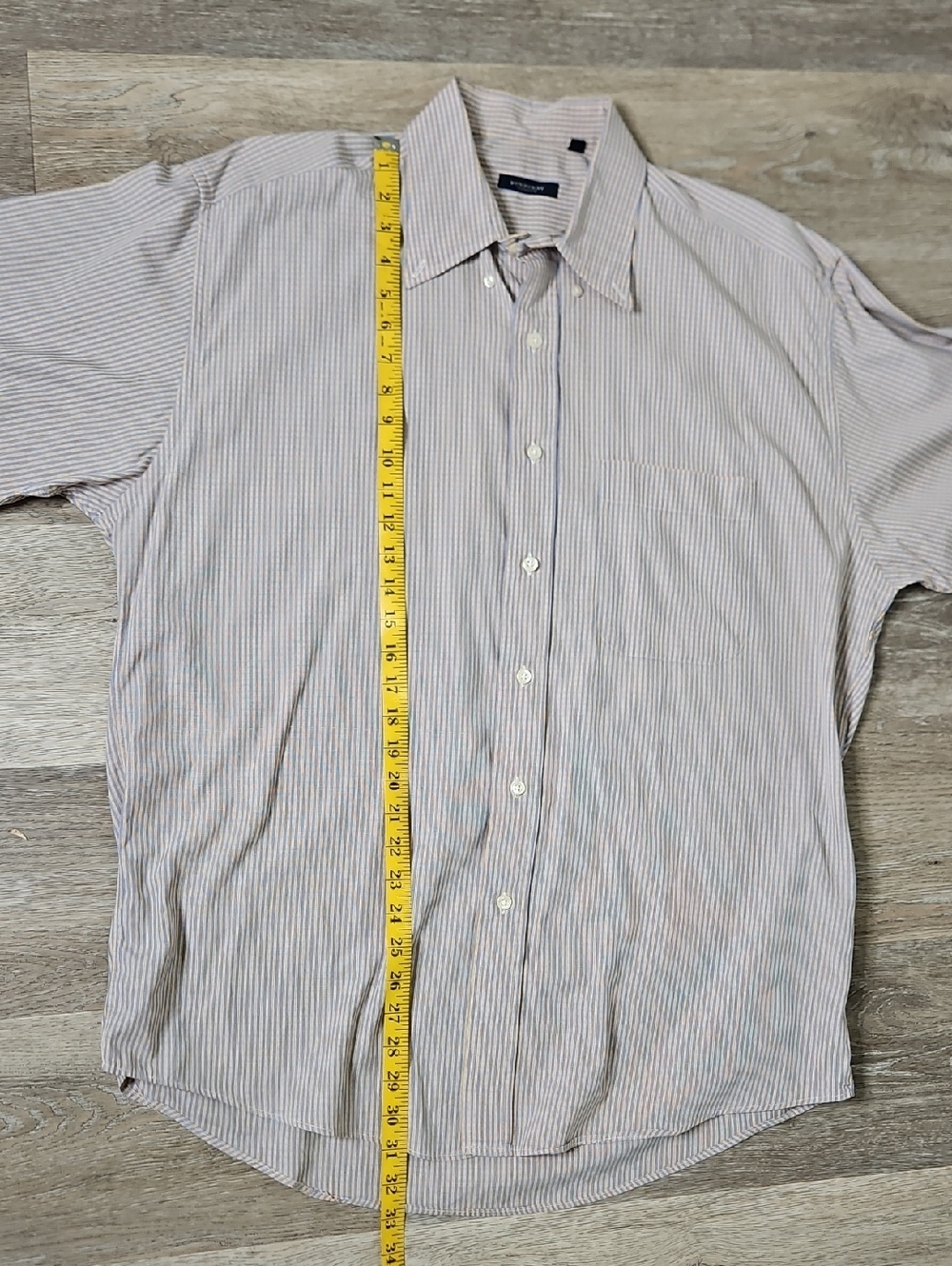 Vintage Burberry Blue Gold Pink Plaid Short-Sleeve Button-Down Shirt Large - Picture 11 of 11